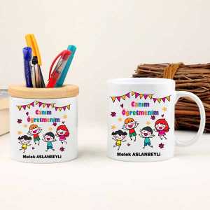 - Canım Öğretmenim Kupa Bardak ve Kalemlik Hediye Seti  - Canım Öğretmenim Kupa Bardak ve Kalemlik Hediye Seti