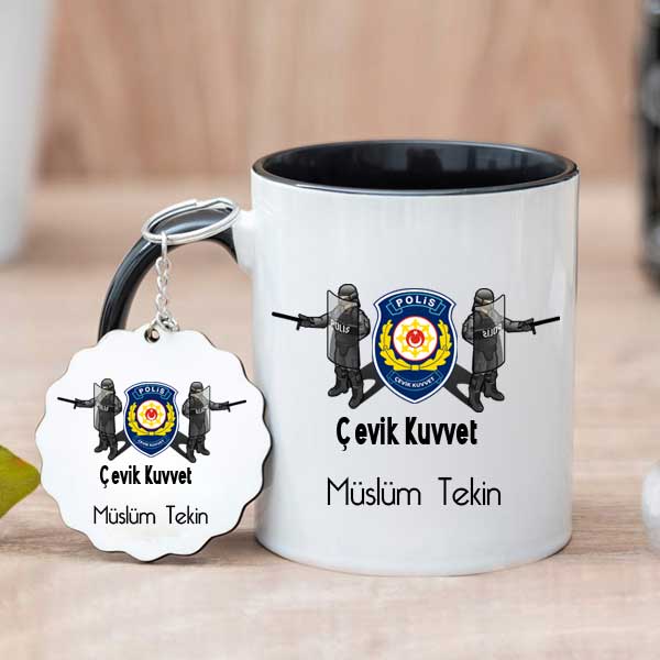 Çevik Kuvvet Polisine Hediye Kupa Bardak Ve Anahtarlık