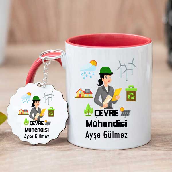 Çevre Mühendisine Hediye Kupa Bardak Ve Anahtarlık