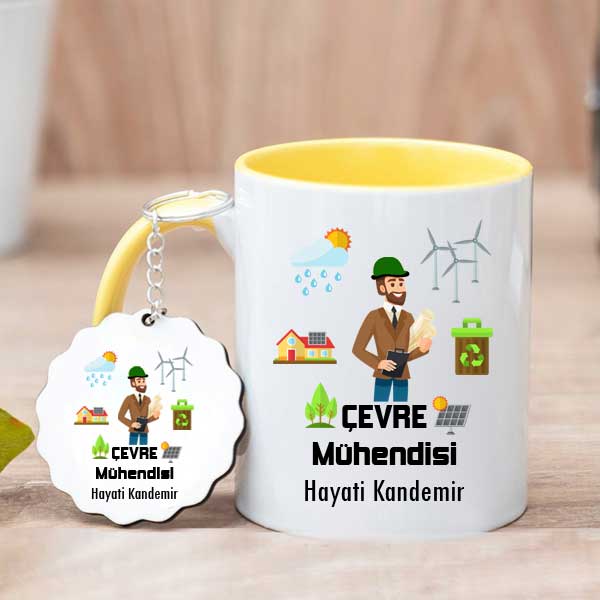 Çevre Mühendisine Hediye Kupa Bardak ve Anahtarlık