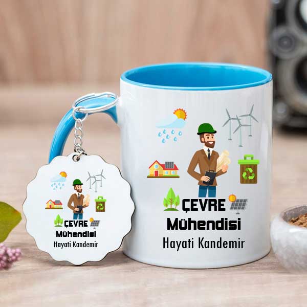 Çevre Mühendisine Hediye Kupa Bardak ve Anahtarlık