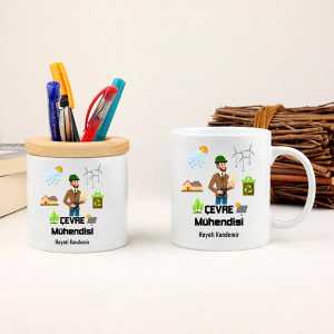  - Çevre Mühendisine Hediye Kupa Bardak ve Kalemlik Seti