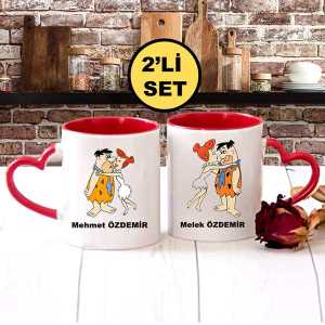  - Çiftlere Özel İsimli Fred Çakmaktaş İkili Kupa Bardak