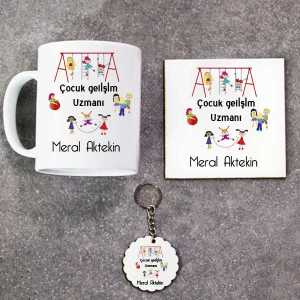 - Çocuk Gelişimi Uzmanı Kupa Bardak Altlık ve Anahtarlık Hediye Seti  - Çocuk Gelişimi Uzmanı Kupa Bardak Altlık ve Anahtarlık Hediye Seti