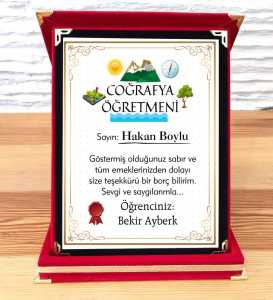 - Coğrafya Öğretmenine Hediye Plaket  - Coğrafya Öğretmenine Hediye Plaket