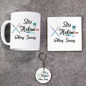 - Diş Hekimi Kupa Bardak Altlık ve Anahtarlık Hediye Seti  - Diş Hekimi Kupa Bardak Altlık ve Anahtarlık Hediye Seti