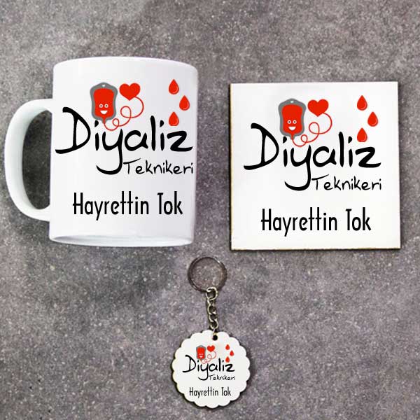Diyaliz Teknikeri Kupa Bardak Altlık Ve Anahtarlık Hediye Seti