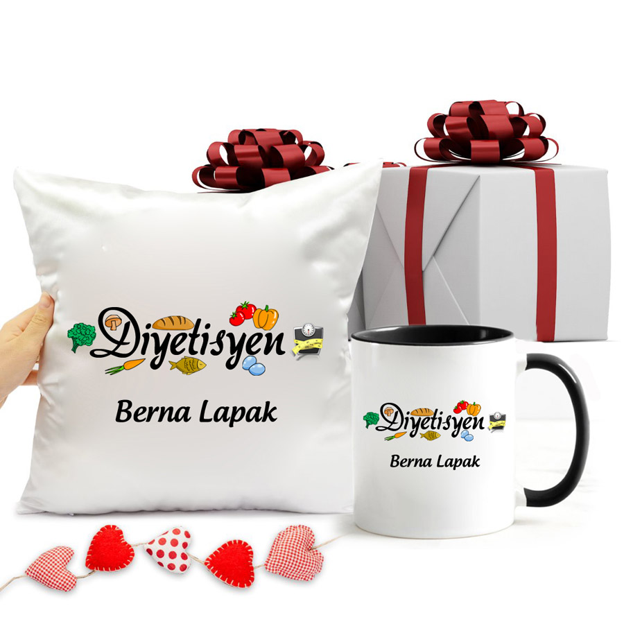 Diyetisyene Hediye Kupa Bardak Ve Yastık