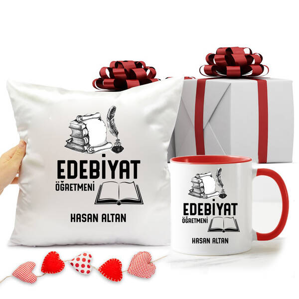 Edebiyat Öğretmeni Kupa Bardak ve Yastık