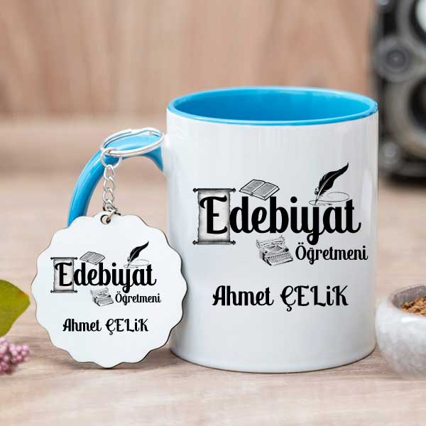 Edebiyat Öğretmenine Hediye Kupa Bardak Ve Anahtarlık