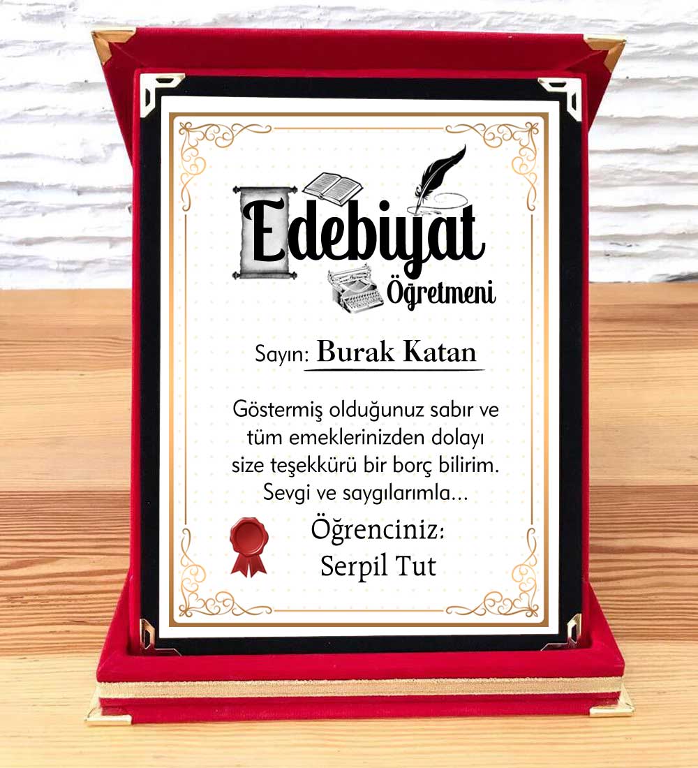 Edebiyat Öğretmenine Hediye Plaket