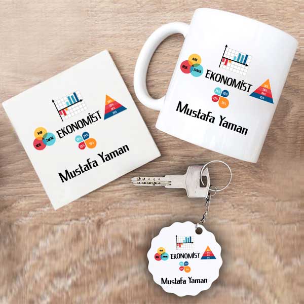 Ekonomist Kupa Bardak Altlık Ve Anahtarlık Hediye Seti