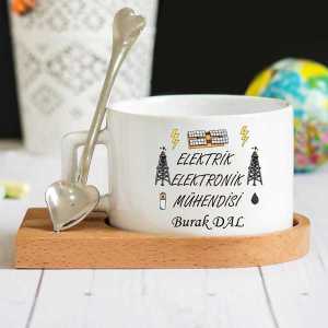 - Elektrik Elektronik Mühendisi Ahşap Altlıklı Lüks Fincan Seti  - Elektrik Elektronik Mühendisi Ahşap Altlıklı Lüks Fincan Seti