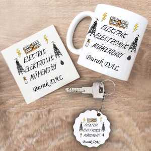 - Elektrik Elektronik Mühendisi Kupa Bardak Altlık ve Anahtarlık Hediye Seti  - Elektrik Elektronik Mühendisi Kupa Bardak Altlık ve Anahtarlık Hediye Seti