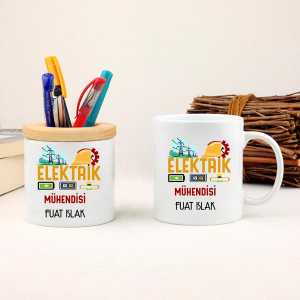 - Elektrik Mühendisine Hediye Kupa Bardak ve Kalemlik Seti  - Elektrik Mühendisine Hediye Kupa Bardak ve Kalemlik Seti