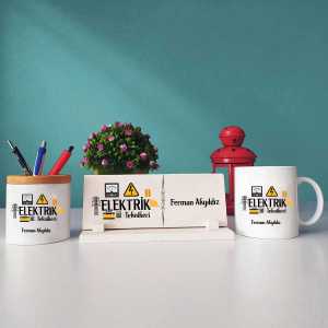  - Elektrik Teknikerine Hediye Kupa Bardağı Kalemliği ve İsimliği