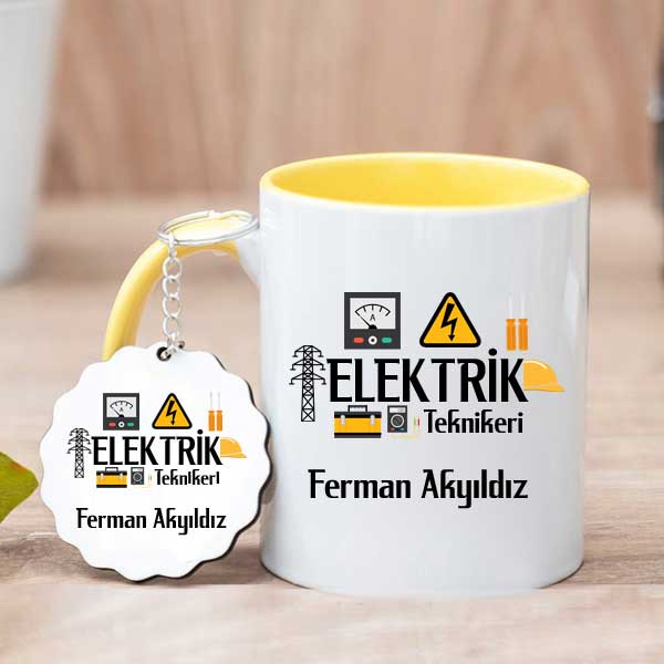 Elektrik Teknikerine Hediye Kupa Bardak ve Anahtarlık