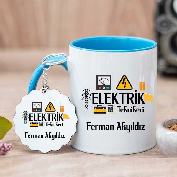 Elektrik Teknikerine Hediye Kupa Bardak ve Anahtarlık