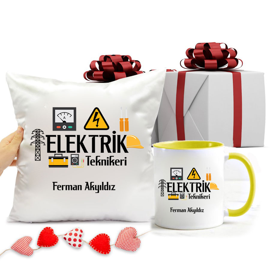 Elektrik Teknikeri Kupa Bardak Ve Yastık