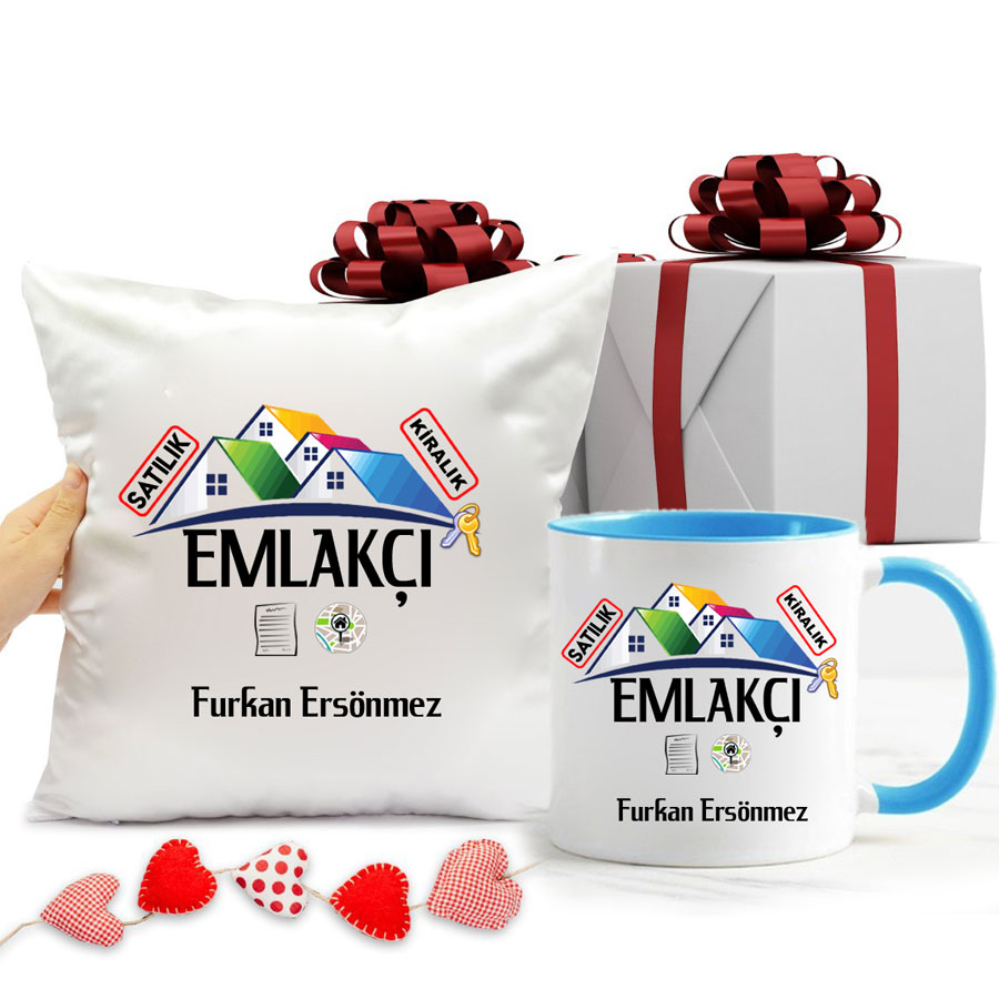 Emlakçı Kupa Bardak Ve Yastık