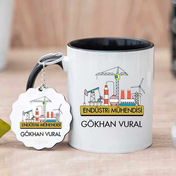 Endüstri Mühendisine Hediye Kupa Bardak Ve Anahtarlık