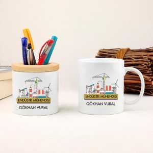 - Endüstri Mühendisine Hediye Kupa Bardak ve Kalemlik Seti  - Endüstri Mühendisine Hediye Kupa Bardak ve Kalemlik Seti