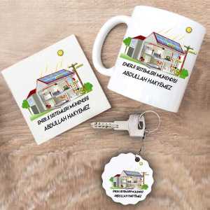 - Enerji Sistemleri Mühendisi Kupa Bardak Altlık ve Anahtarlık Hediye Seti  - Enerji Sistemleri Mühendisi Kupa Bardak Altlık ve Anahtarlık Hediye Seti