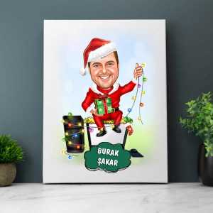  - Erkeğe Yeni Yıl Hediyesi Karikatürlü Kanvas Tablo