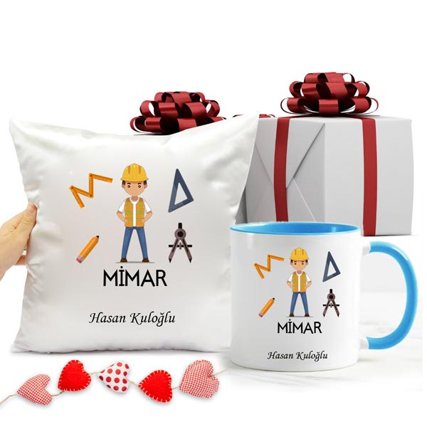 İsimli Erkek Mimar Kupa Bardak Ve Yastık