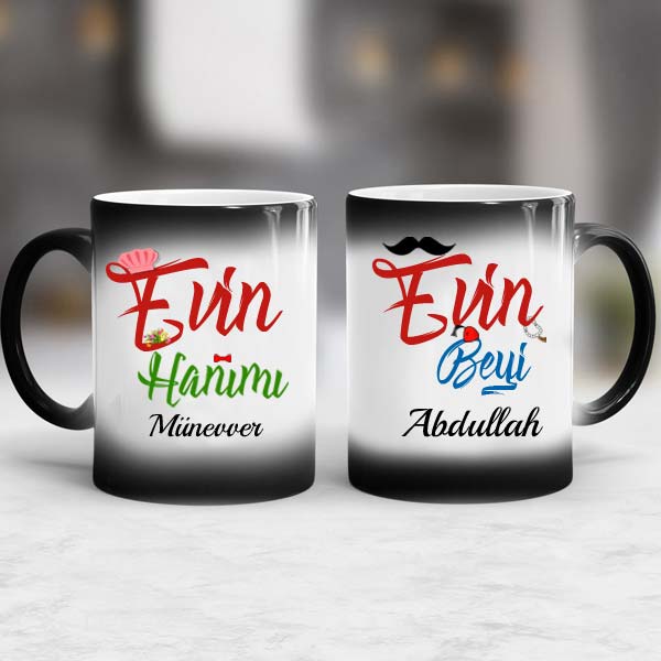 Evin Hanımı Evin Beyi İkili 2 Sihirli Kupa Bardak