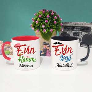 - Evin Hanımı Evin Beyi Kırmızı ve Siyah Kupa Bardak  - Evin Hanımı Evin Beyi Kırmızı ve Siyah Kupa Bardak