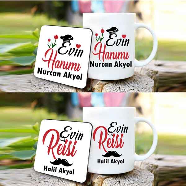 Evin Reisi Evin Hanımı Kupa Bardak Ve Altlık Seti