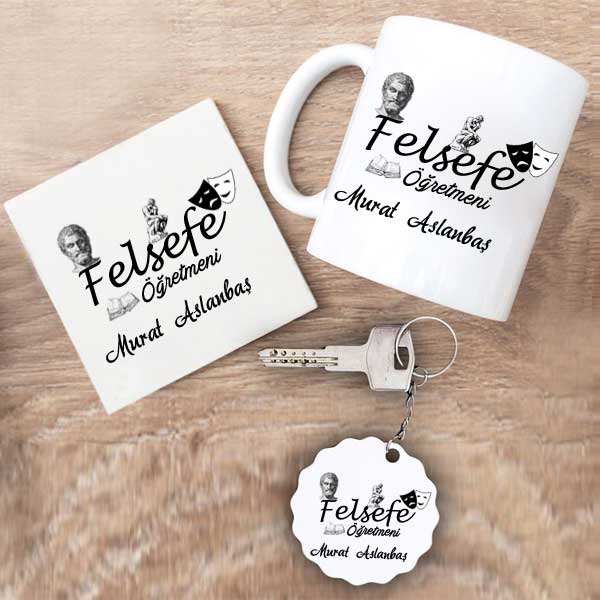 Felsefe Öğretmeni Kupa Bardak Altlık Ve Anahtarlık Hediye Seti