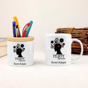 - Felsefe Öğretmenine Hediye Kupa Bardak ve Kalemlik Seti  - Felsefe Öğretmenine Hediye Kupa Bardak ve Kalemlik Seti
