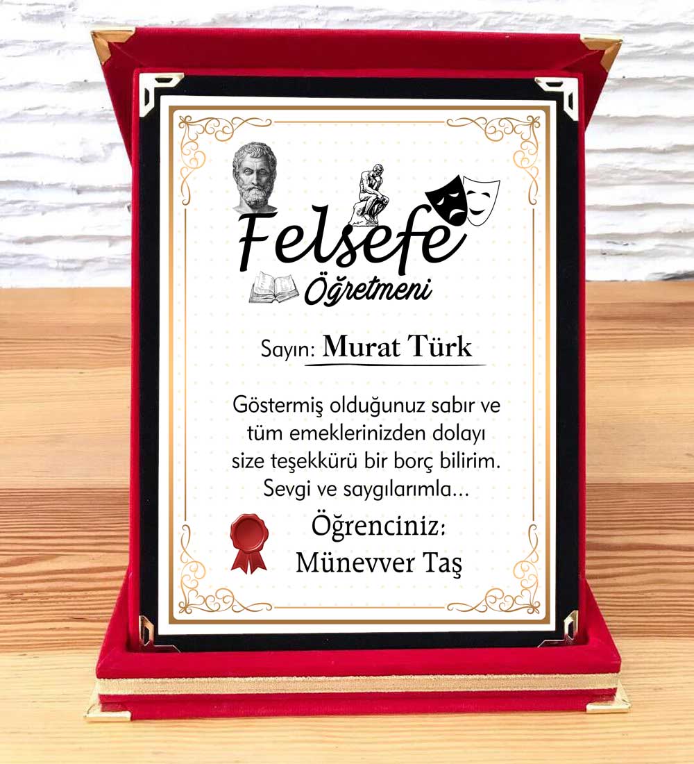 Felsefe Öğretmenine Hediye Plaket