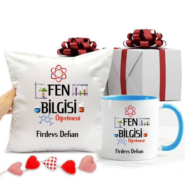 Fen Bilgisi Öğretmeni Kupa Bardak ve Yastık