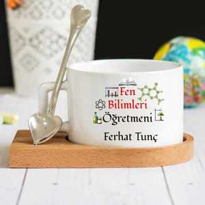 - Fen Bilimleri Öğretmeni Ahşap Altlıklı Lüks Fincan Seti  - Fen Bilimleri Öğretmeni Ahşap Altlıklı Lüks Fincan Seti