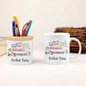 - Fen Bilimleri Öğretmenine Hediye Kupa Bardak ve Kalemlik Seti  - Fen Bilimleri Öğretmenine Hediye Kupa Bardak ve Kalemlik Seti