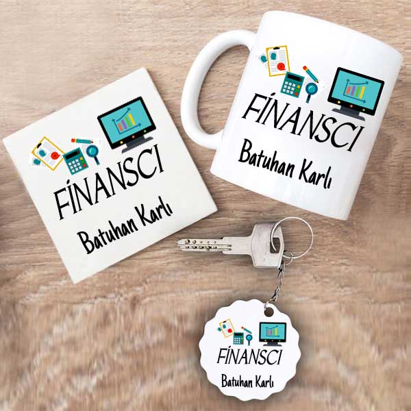 Finanscı Kupa Bardak Altlık Ve Anahtarlık Hediye Seti