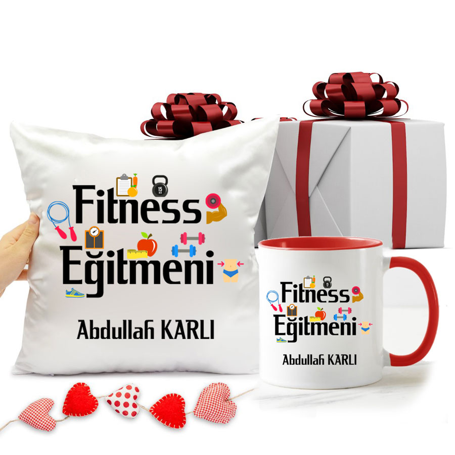 Fitness Eğitmeni Kupa Bardak Ve Yastık