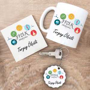 - Fizik Mühendisi Kupa Bardak Altlık ve Anahtarlık Hediye Seti  - Fizik Mühendisi Kupa Bardak Altlık ve Anahtarlık Hediye Seti