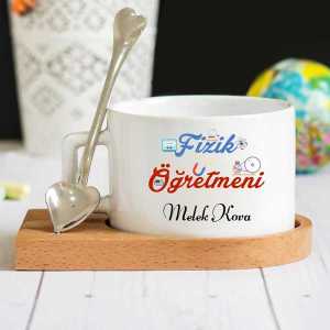 - Fizik Öğretmeni Ahşap Altlıklı Lüks Fincan Seti  - Fizik Öğretmeni Ahşap Altlıklı Lüks Fincan Seti