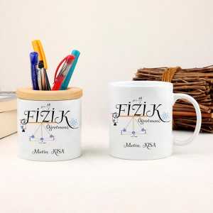 - Fizik Öğretmenine Hediye Kupa Bardak ve Kalemlik Seti  - Fizik Öğretmenine Hediye Kupa Bardak ve Kalemlik Seti