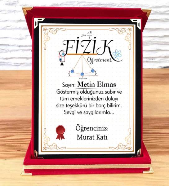 Fizik Öğretmenine Hediye Plaket