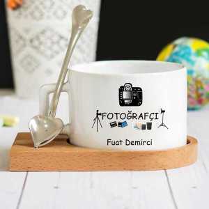 - Fotoğrafçı Ahşap Altlıklı Lüks Fincan Seti  - Fotoğrafçı Ahşap Altlıklı Lüks Fincan Seti