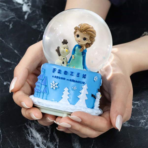 Frozen Işıklı Müzikli Mavi Orta Boy Kar Küresi