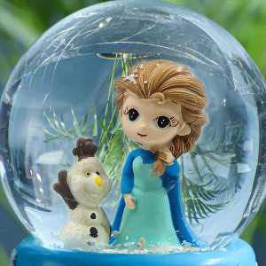 Frozen Işıklı Müzikli Mavi Orta Boy Kar Küresi - Thumbnail