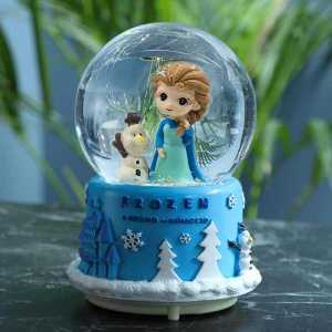 Frozen Işıklı Müzikli Mavi Orta Boy Kar Küresi - Thumbnail