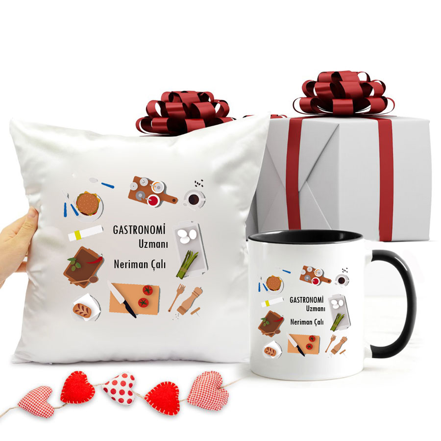 Gastronomi Uzmanı Kupa Bardak Ve Yastık