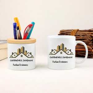 - Gayrimenkul Danışmanına Hediye Kupa Bardak ve Kalemlik Seti  - Gayrimenkul Danışmanına Hediye Kupa Bardak ve Kalemlik Seti